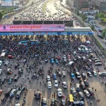 Protesters gathering at the Lekki toll gate in Lagos